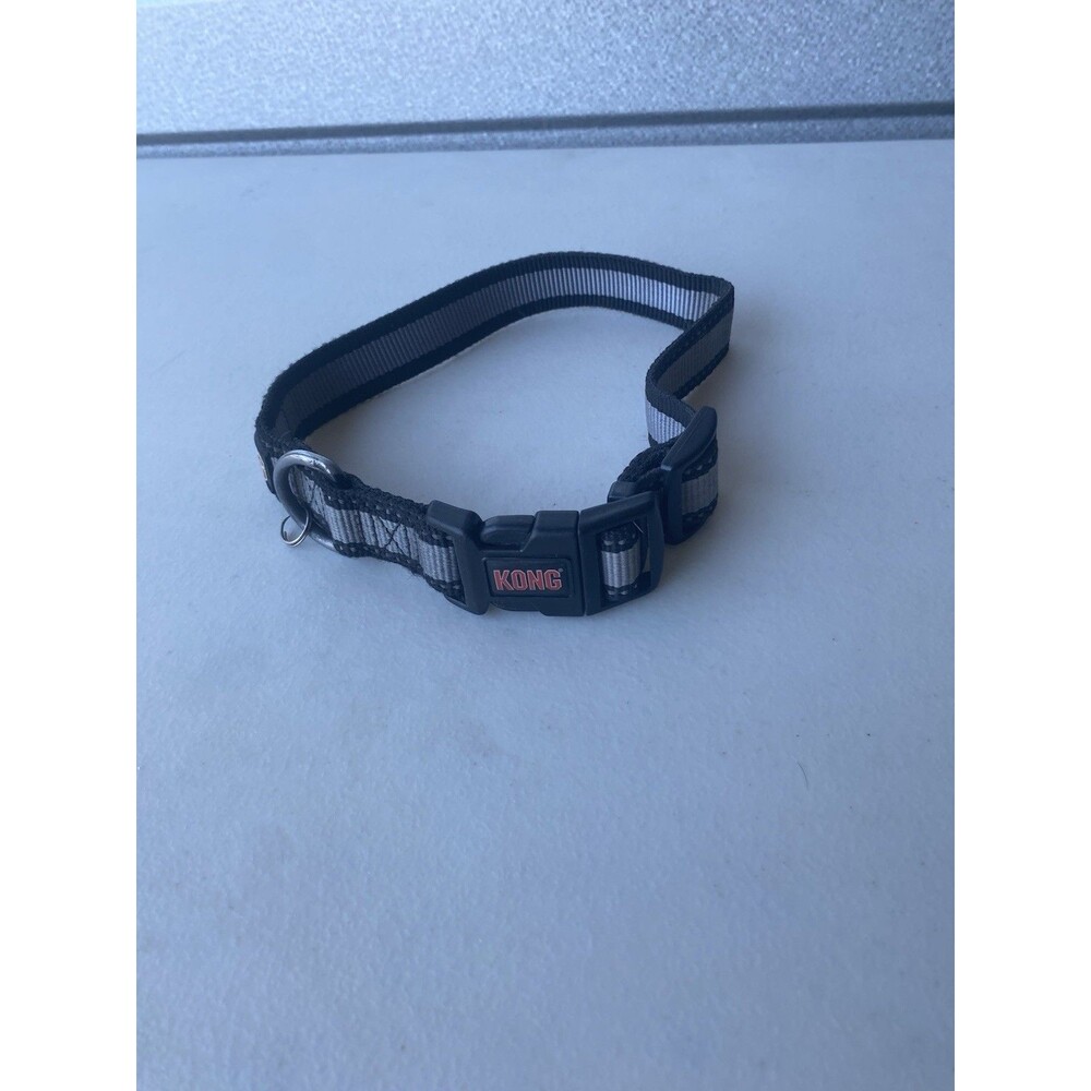 KONG Dog Collar Black Gray Reflective Adjustable Quick Release Buckle Medium
